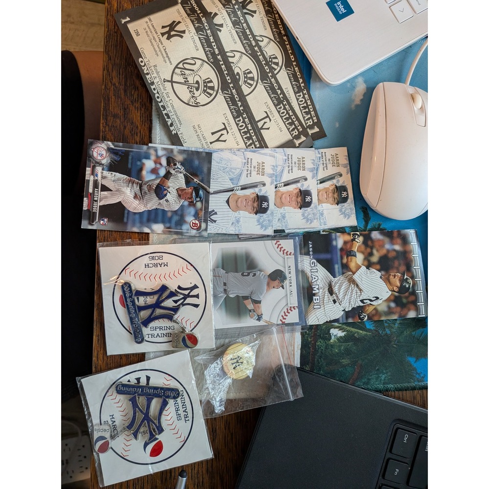 New York Yankees Lot Aaron Judge Rookie Cards 2016 Spring Training Pins Vouchers
